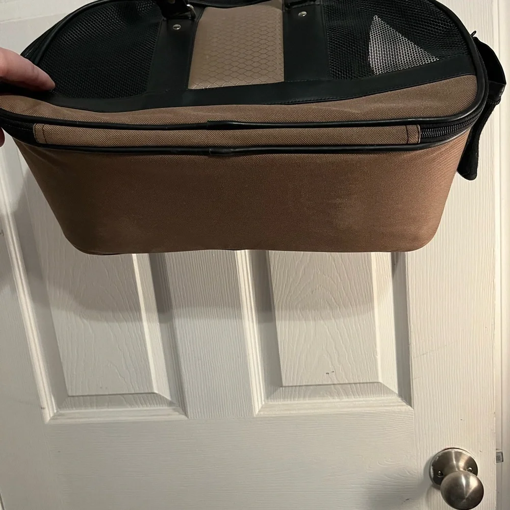 Stylish Black and Brown Dog Carrier Like New